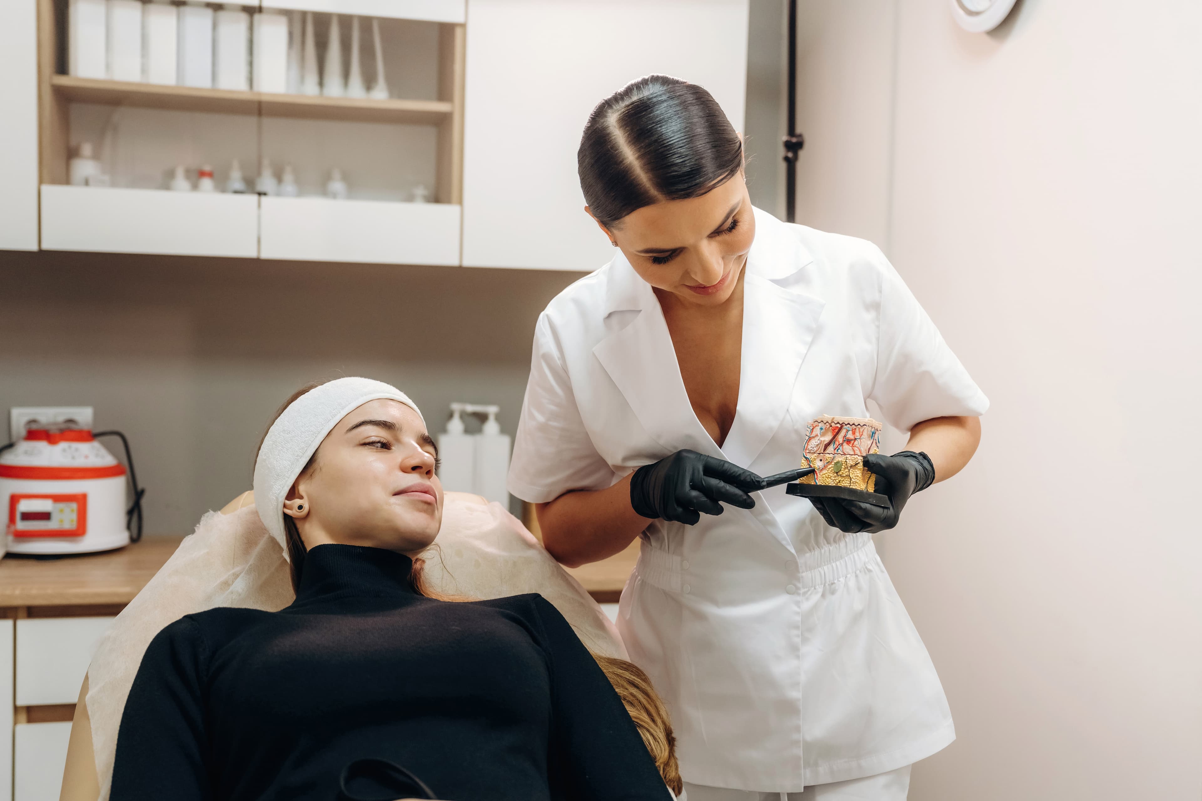 A woman considering breast augmentation