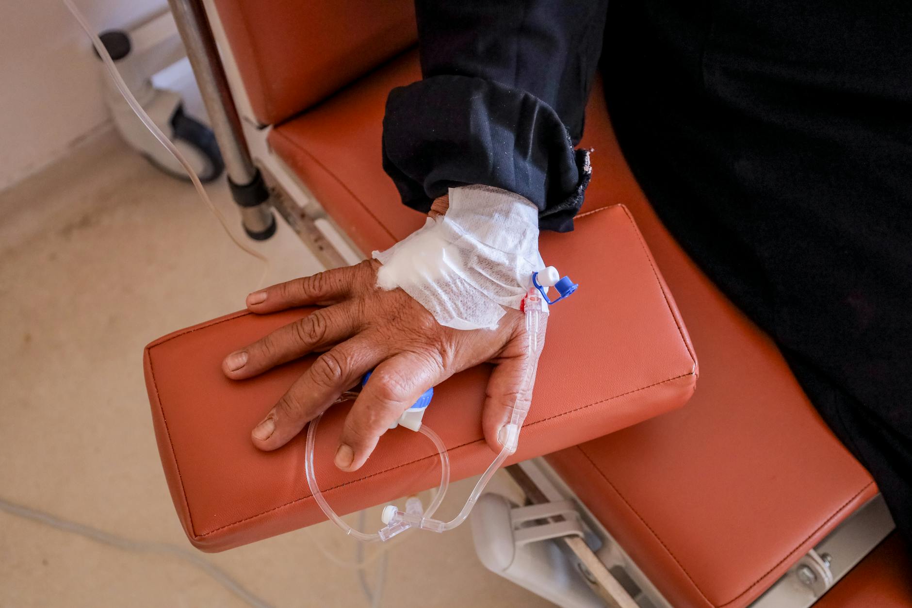 IV therapy bag in a tranquil treatment suite
